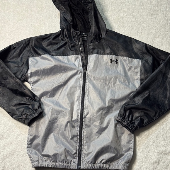 Under Armour Other - Boys Under Armour Full Zip Hooded Windbreaker‎ Jacket YLG Black Gray